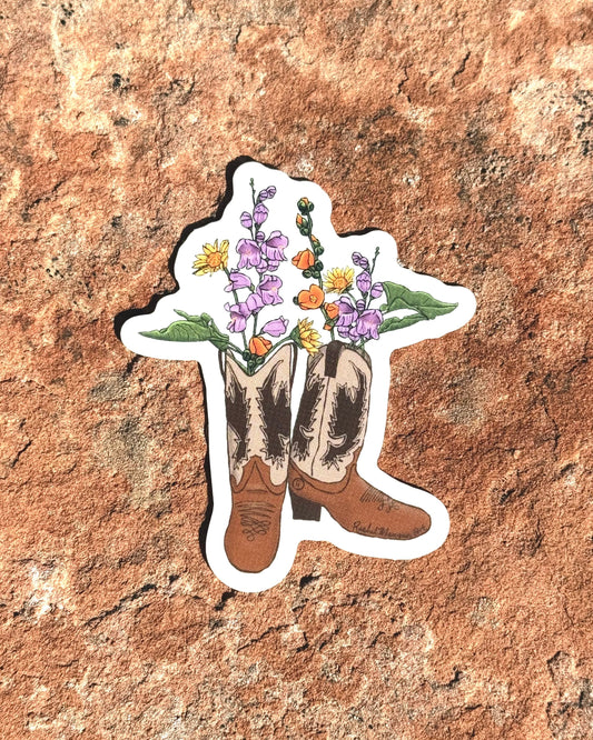 Blooms and Boots Sticker