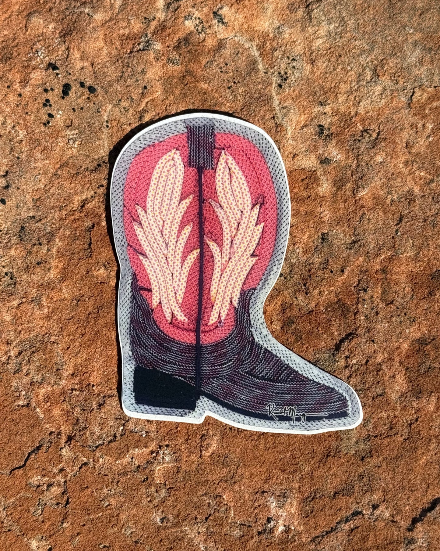 Western Boot Rope Art Sticker