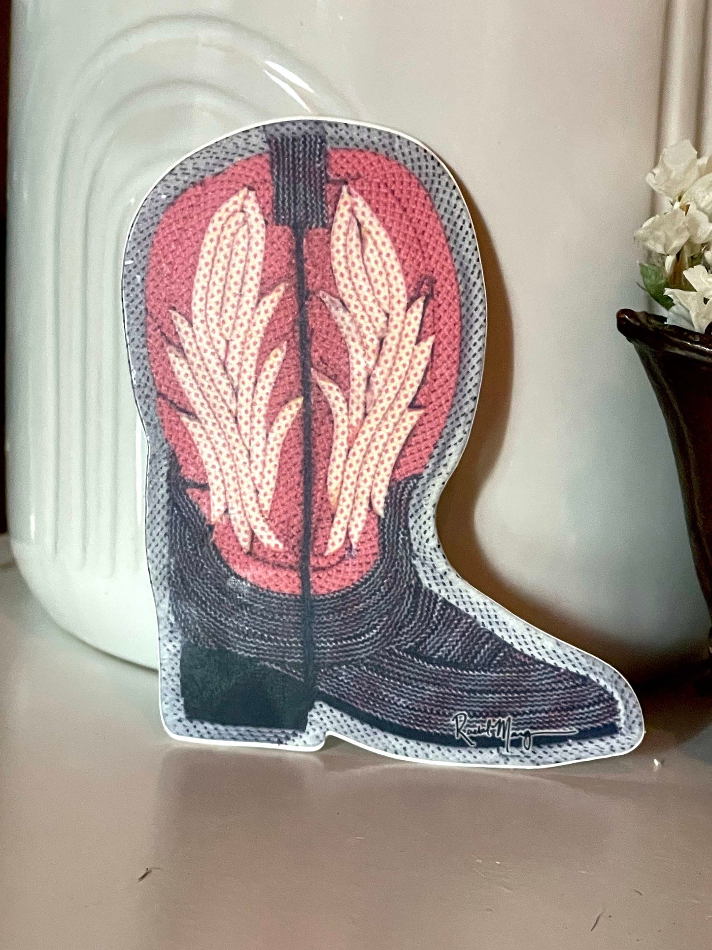 Western Boot Rope Art Sticker